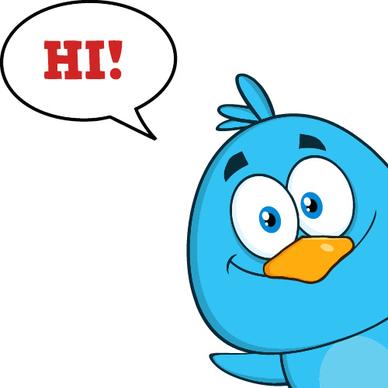 funny blue bird cartoon vector set