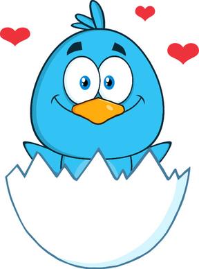 funny blue bird cartoon vector set