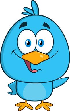 funny blue bird cartoon vector set