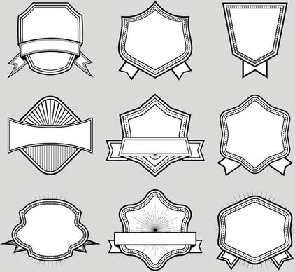 black with white blank labels vector set