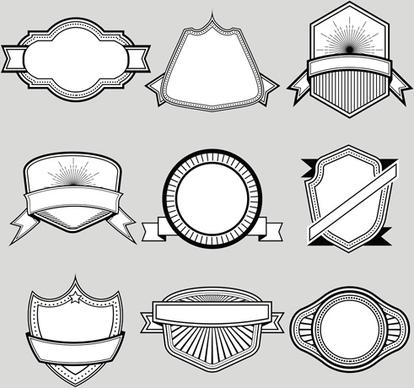 black with white blank labels vector set