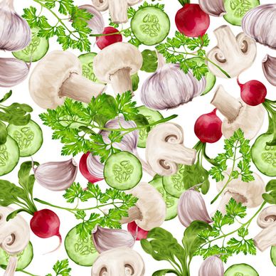 different vegetable elements vector seamless pattern