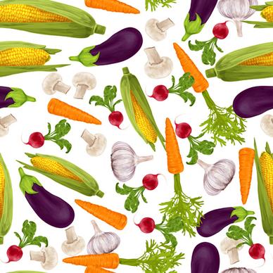 different vegetable elements vector seamless pattern