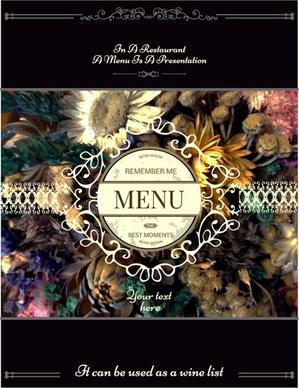 restaurant menu cover blurs flower vector