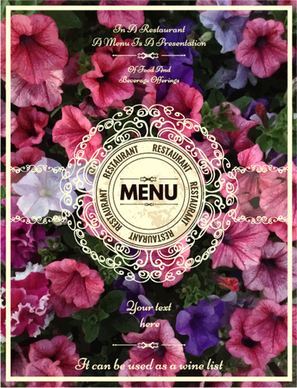 restaurant menu cover blurs flower vector