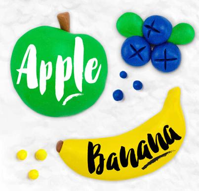 funny plasticine fruits vector