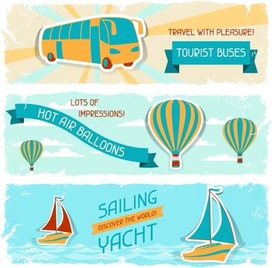 vintage travel sticker banners vector