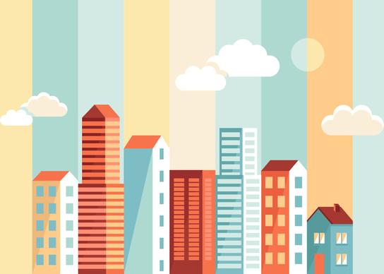 flat city building vector