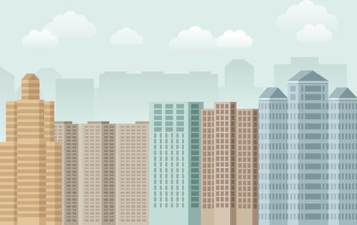 flat city building vector