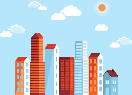 flat city building vector