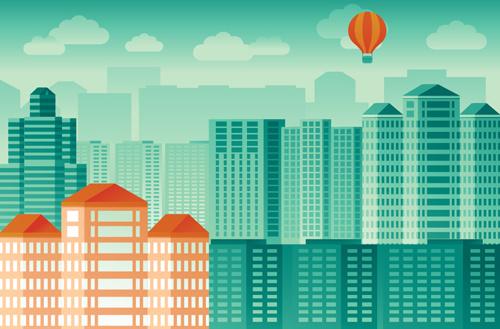 flat city building vector