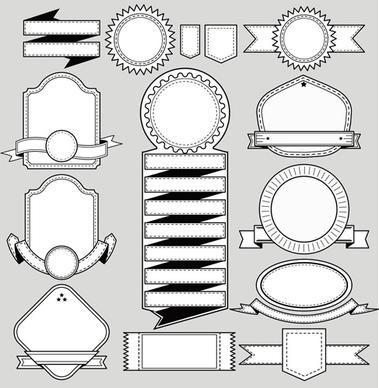 black with white blank labels vector set