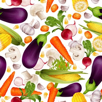 different vegetable elements vector seamless pattern