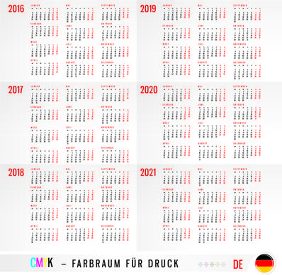 20161718192021 grid calendar design vector