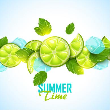 summer fruits art background vector set