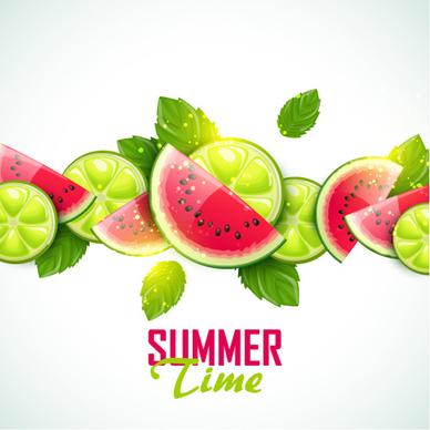 summer fruits art background vector set