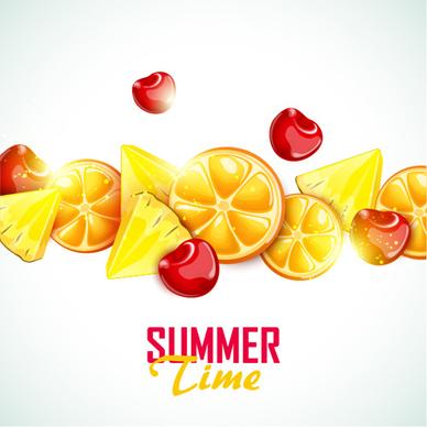 summer fruits art background vector set