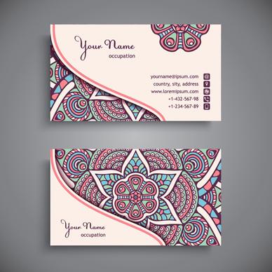 ethnic decorative elements business card vector