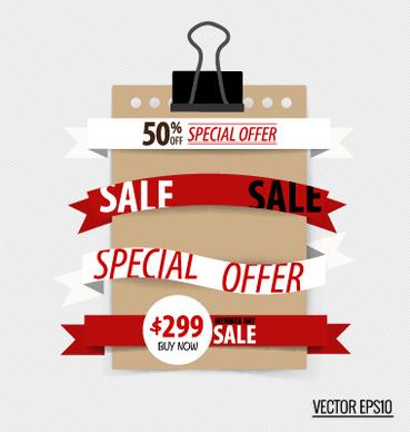 sale ribbon banner paper vector