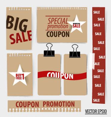 paper banners sale elements vector