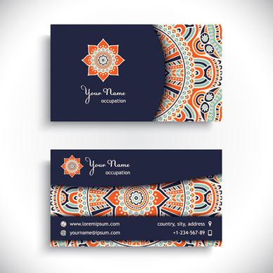 ethnic decorative elements business card vector