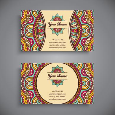 ethnic decorative elements business card vector