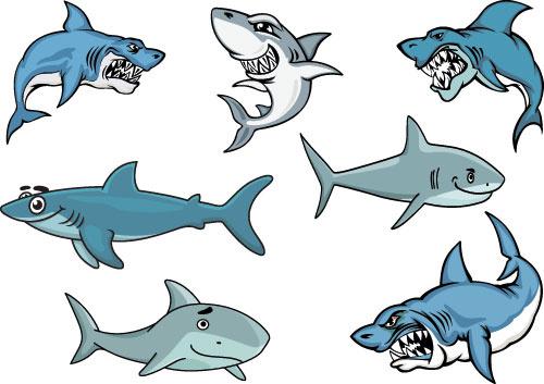 vivid shark design vectors set