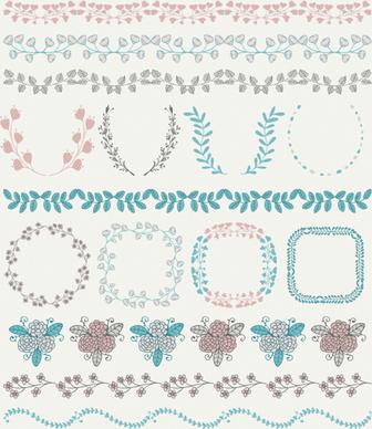 borders with frame and laurel wreath cute vector