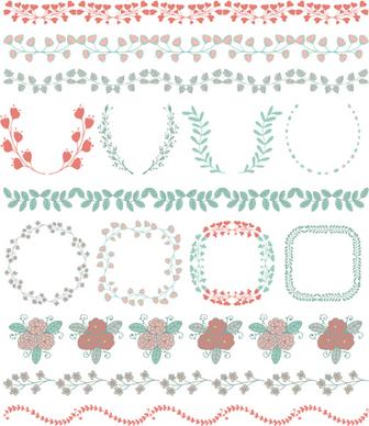 borders with frame and laurel wreath cute vector