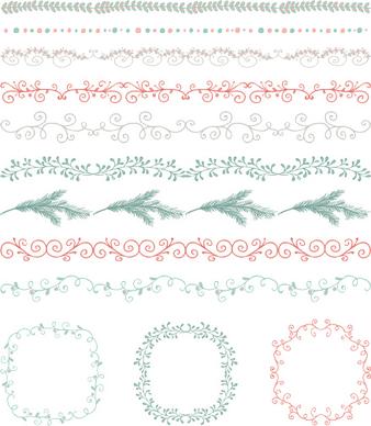 borders with frame and laurel wreath cute vector