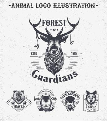 animal logo illustration vintage vector