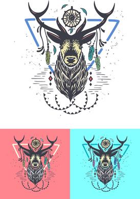 animal logo illustration vintage vector