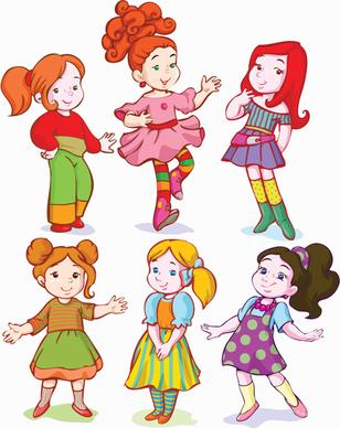 different cartoon kids design vector