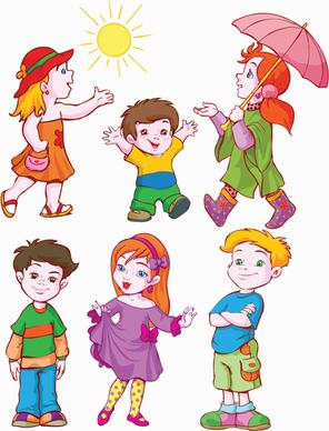 different cartoon kids design vector