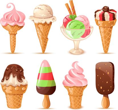 summer delicious ice cream set vector