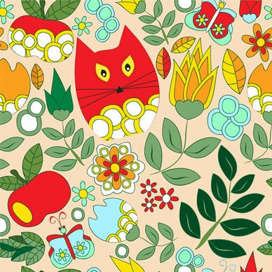 cartoon cute cat seamless pattern vectors