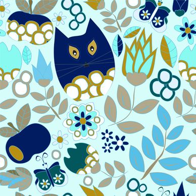 cartoon cute cat seamless pattern vectors