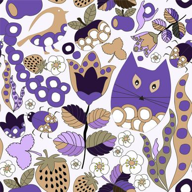 cartoon cute cat seamless pattern vectors