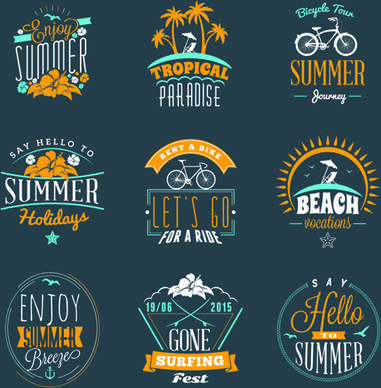 summer holidays logos creative vector