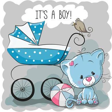 design cute baby cards vectors set