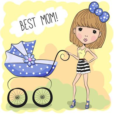 design cute baby cards vectors set