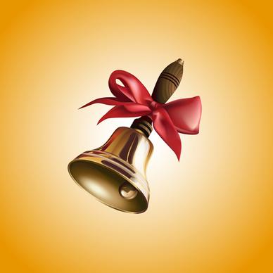 golden bell with red bow vector