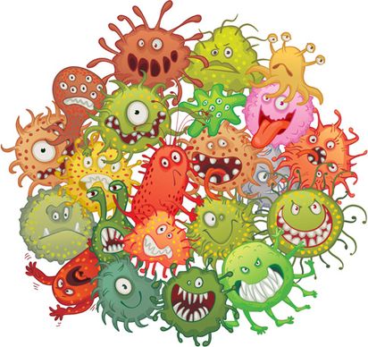 funny bacteria cartoon styles vector