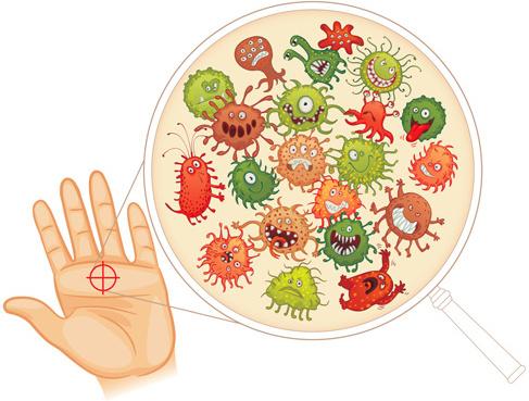 funny bacteria cartoon styles vector