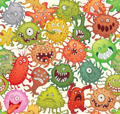 funny bacteria cartoon styles vector