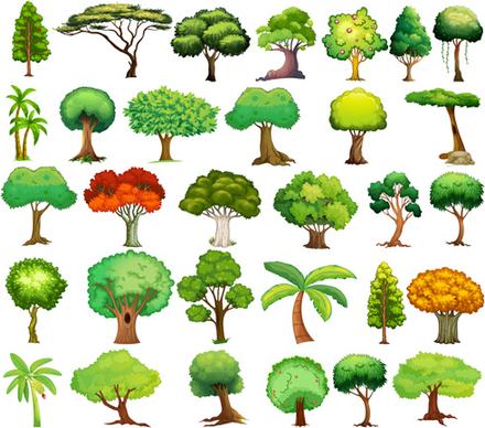 various tree vectors set