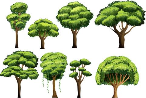 various tree vectors set