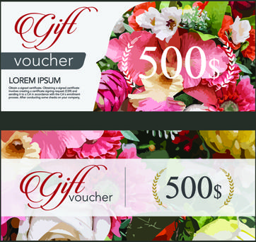 flower gift voucher vintage template vector