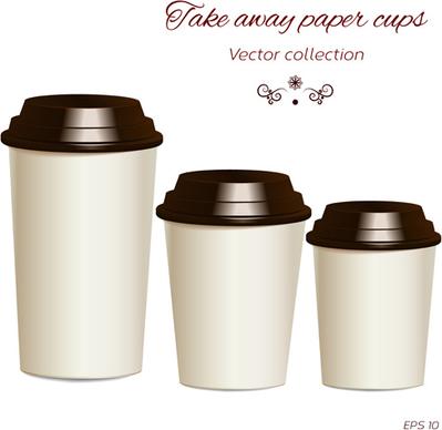 take away paper cups vector set