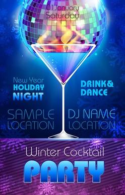 romantic club cocktail party flyer vector